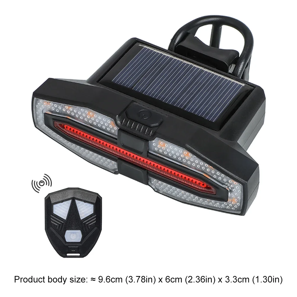 Bike Rear Light Turn Signal Solar/Basic Wireless Remote Control Bicycle Lamp Type-c Rechargeable Cycling Rear Lighting Taillight