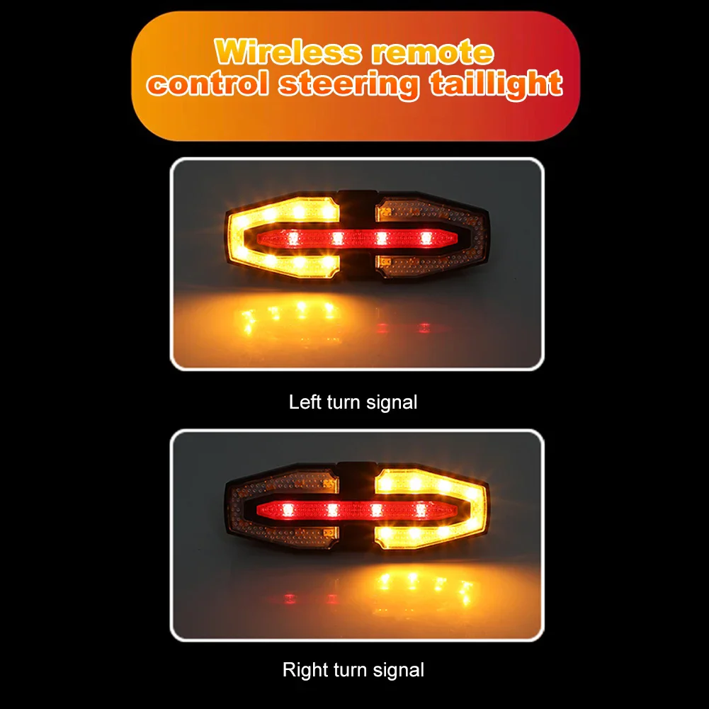 Bike Rear Light Turn Signal Solar/Basic Wireless Remote Control Bicycle Lamp Type-c Rechargeable Cycling Rear Lighting Taillight