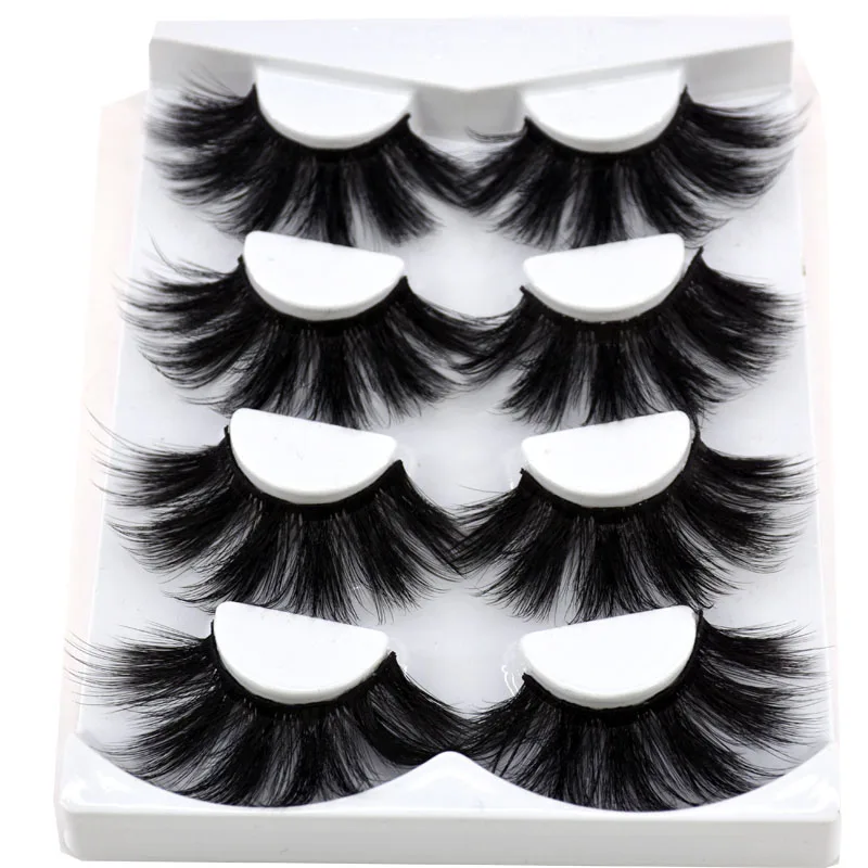 HBZGTLAD 4 Pairs of Artificial Mink Eyelashes Are Fluffy and Thick Creating a Dramatic Makeup Effect That Can Be Reused for Char