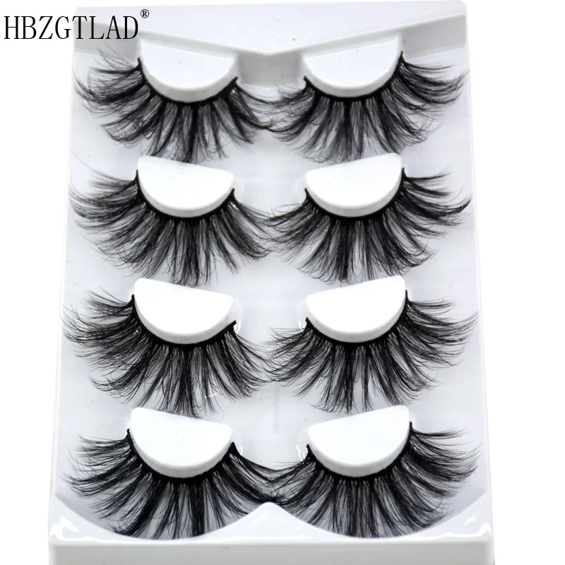 HBZGTLAD 4 Pairs of Artificial Mink Eyelashes Are Fluffy and Thick Creating a Dramatic Makeup Effect That Can Be Reused for Char