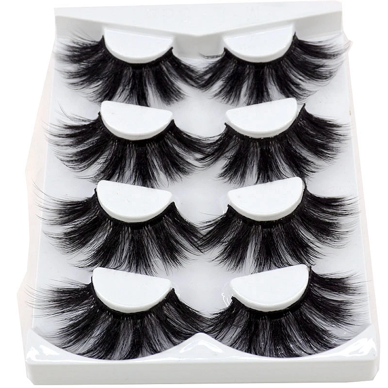 HBZGTLAD 4 Pairs of Artificial Mink Eyelashes Are Fluffy and Thick Creating a Dramatic Makeup Effect That Can Be Reused for Char