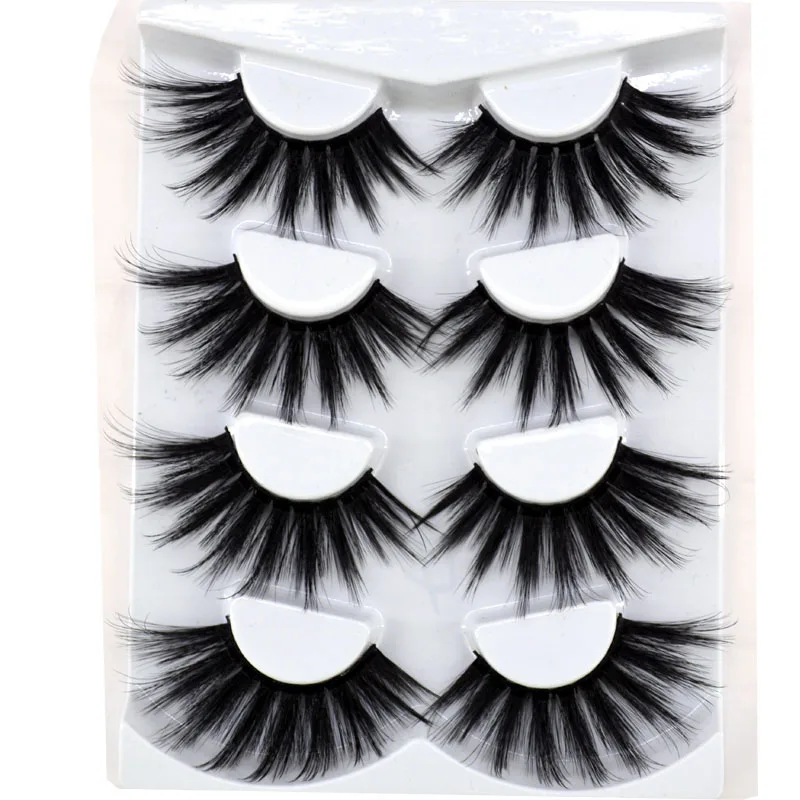HBZGTLAD 4 Pairs of Artificial Mink Eyelashes Are Fluffy and Thick Creating a Dramatic Makeup Effect That Can Be Reused for Char