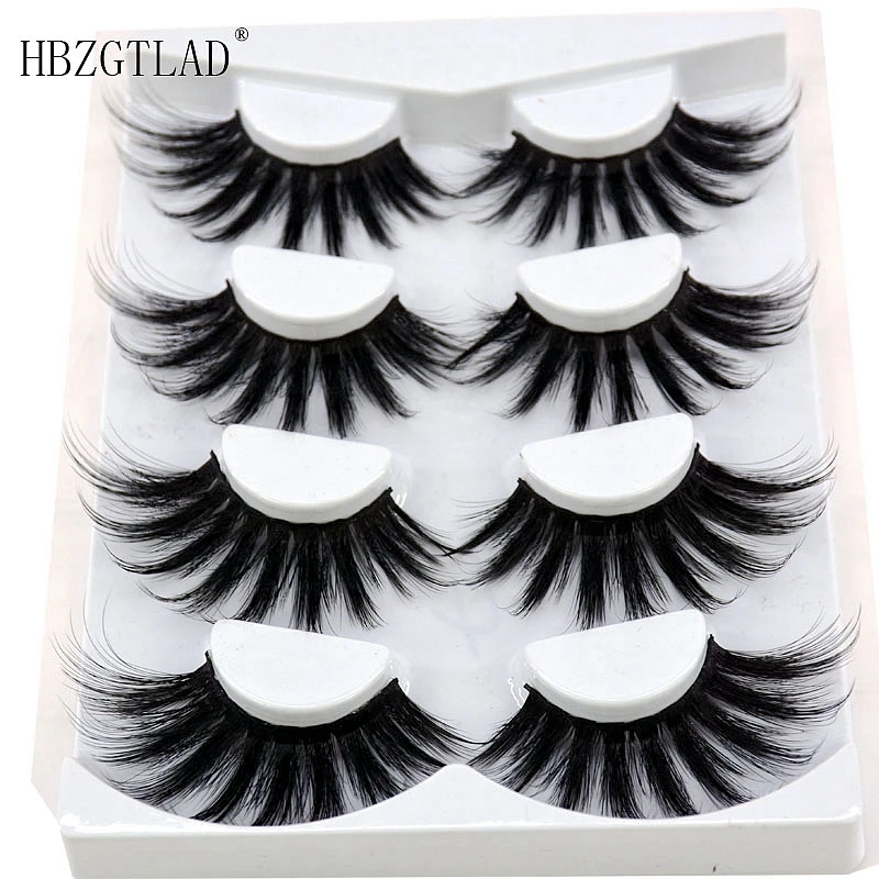 HBZGTLAD 4 Pairs of Artificial Mink Eyelashes Are Fluffy and Thick Creating a Dramatic Makeup Effect That Can Be Reused for Char