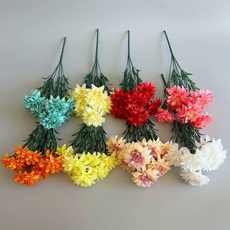 7-head Simulated Dahlia For Wedding Party Decoration, Suitable For Living Room, Bedroom, Desktop Decoration And Placement