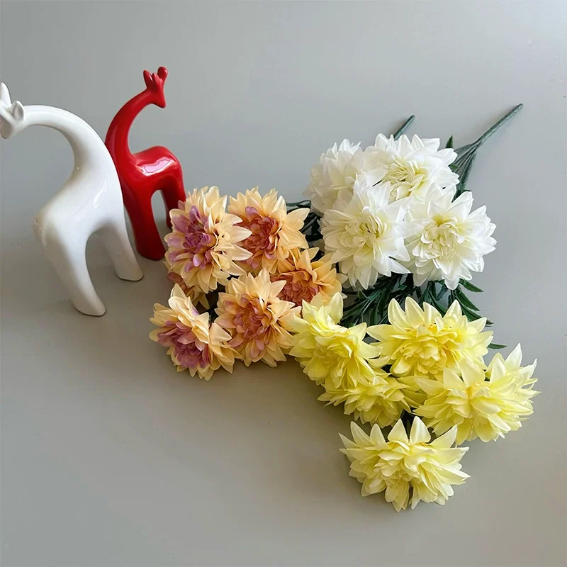 7-head Simulated Dahlia For Wedding Party Decoration, Suitable For Living Room, Bedroom, Desktop Decoration And Placement