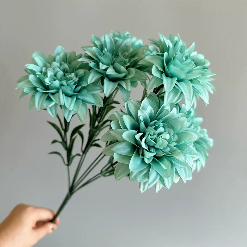 7-head Simulated Dahlia For Wedding Party Decoration, Suitable For Living Room, Bedroom, Desktop Decoration And Placement