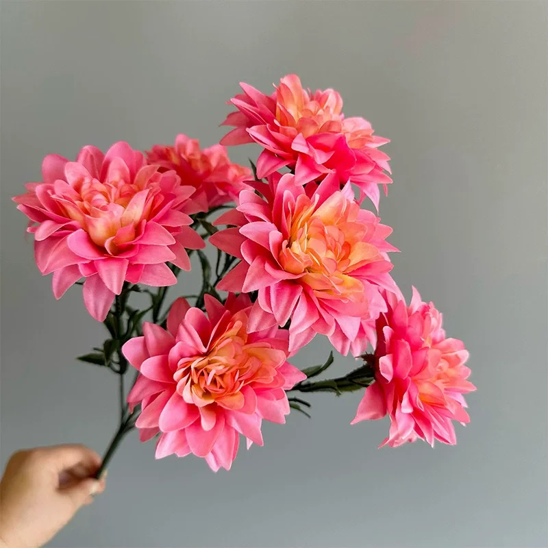 7-head Simulated Dahlia For Wedding Party Decoration, Suitable For Living Room, Bedroom, Desktop Decoration And Placement