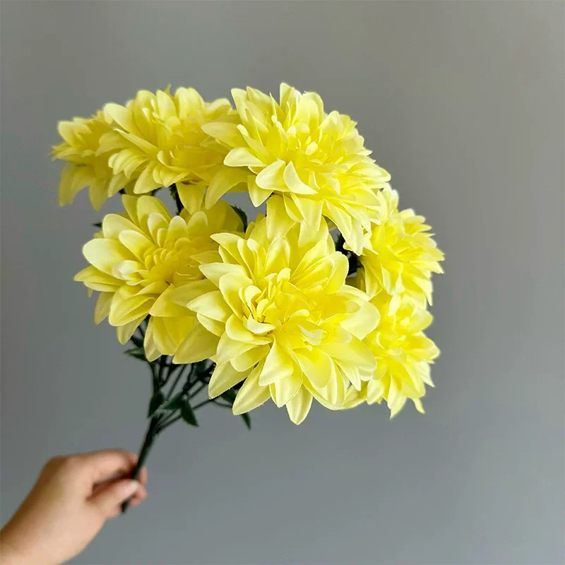 7-head Simulated Dahlia For Wedding Party Decoration, Suitable For Living Room, Bedroom, Desktop Decoration And Placement