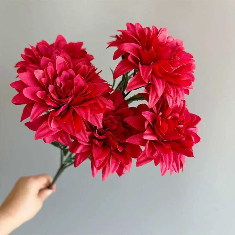7-head Simulated Dahlia For Wedding Party Decoration, Suitable For Living Room, Bedroom, Desktop Decoration And Placement