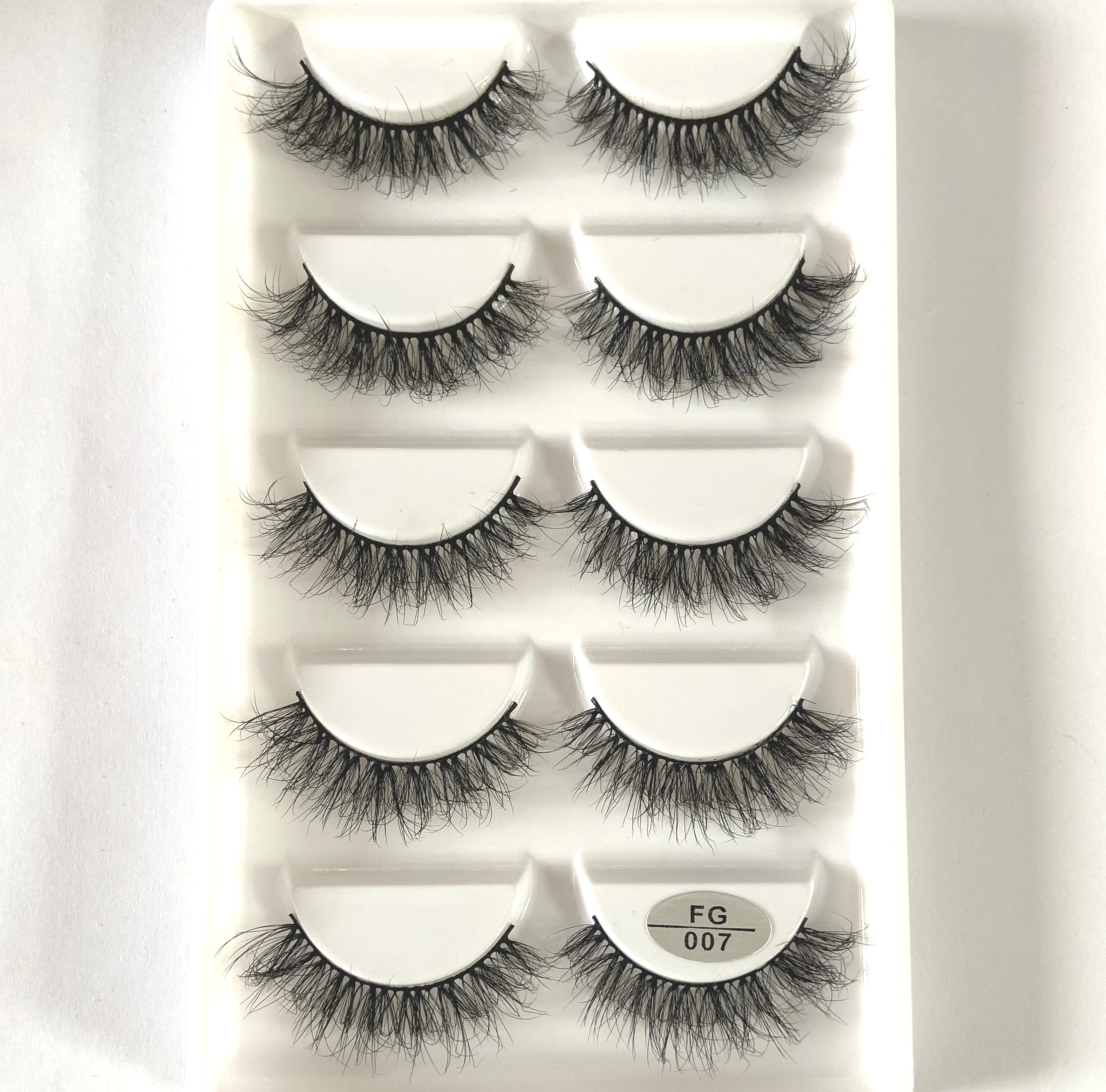 HBZGTLAD 5Pairs Handmade Mink Lashes Short False Eyelashes Dense Natural Long Messy Eye Lashes Reusable Stage Makeup Eyelashes