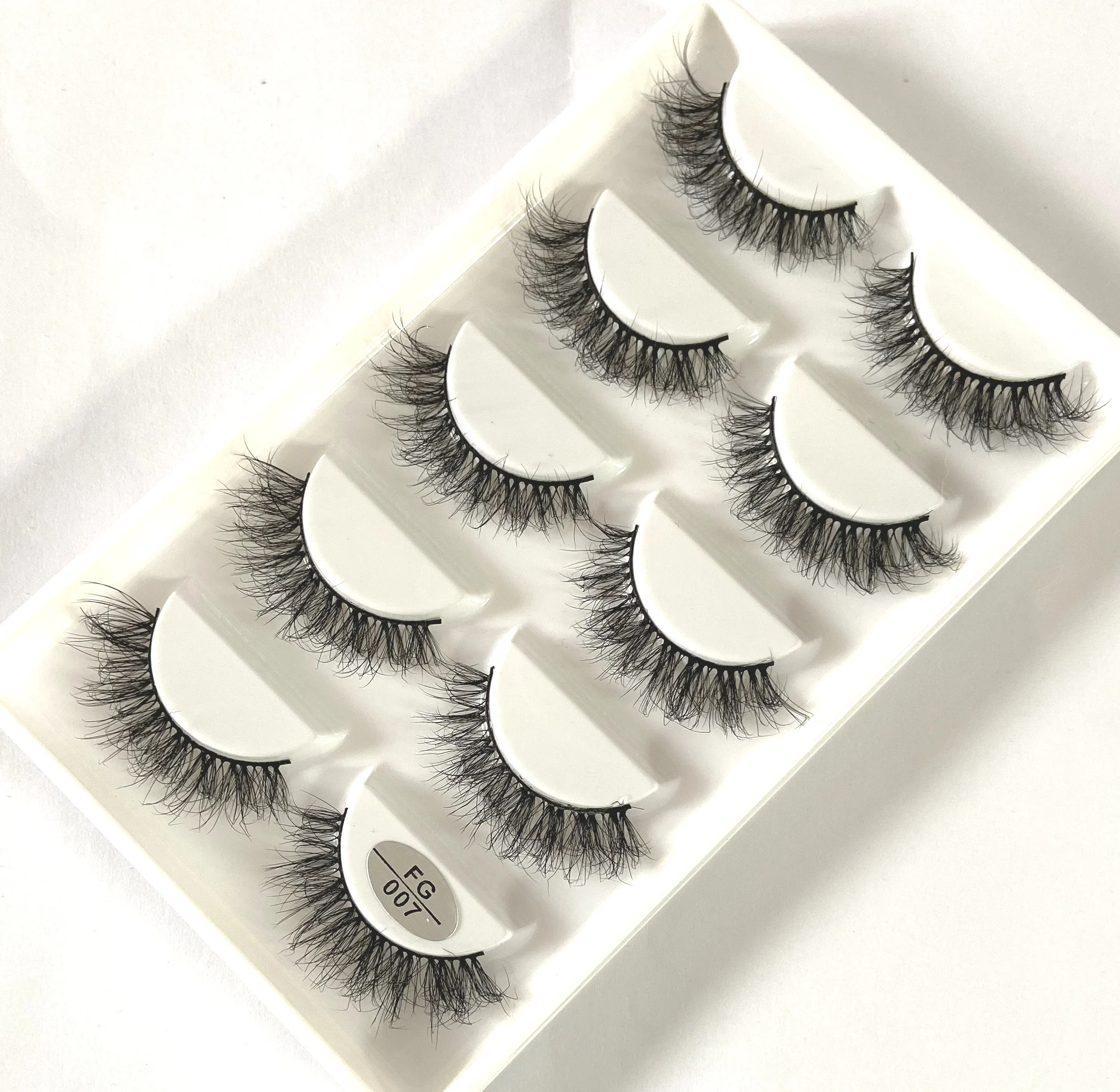 HBZGTLAD 5Pairs Handmade Mink Lashes Short False Eyelashes Dense Natural Long Messy Eye Lashes Reusable Stage Makeup Eyelashes