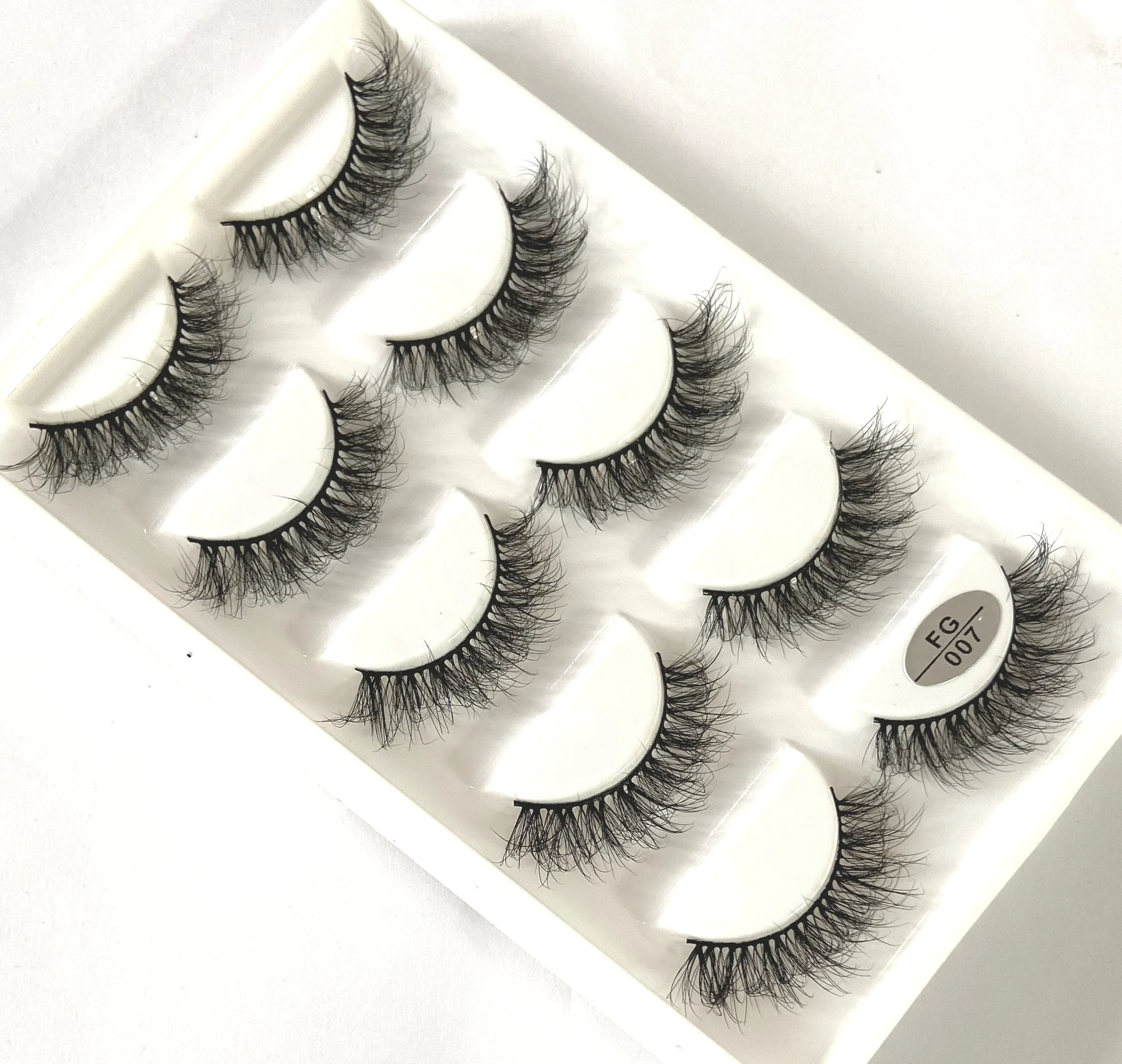 HBZGTLAD 5Pairs Handmade Mink Lashes Short False Eyelashes Dense Natural Long Messy Eye Lashes Reusable Stage Makeup Eyelashes