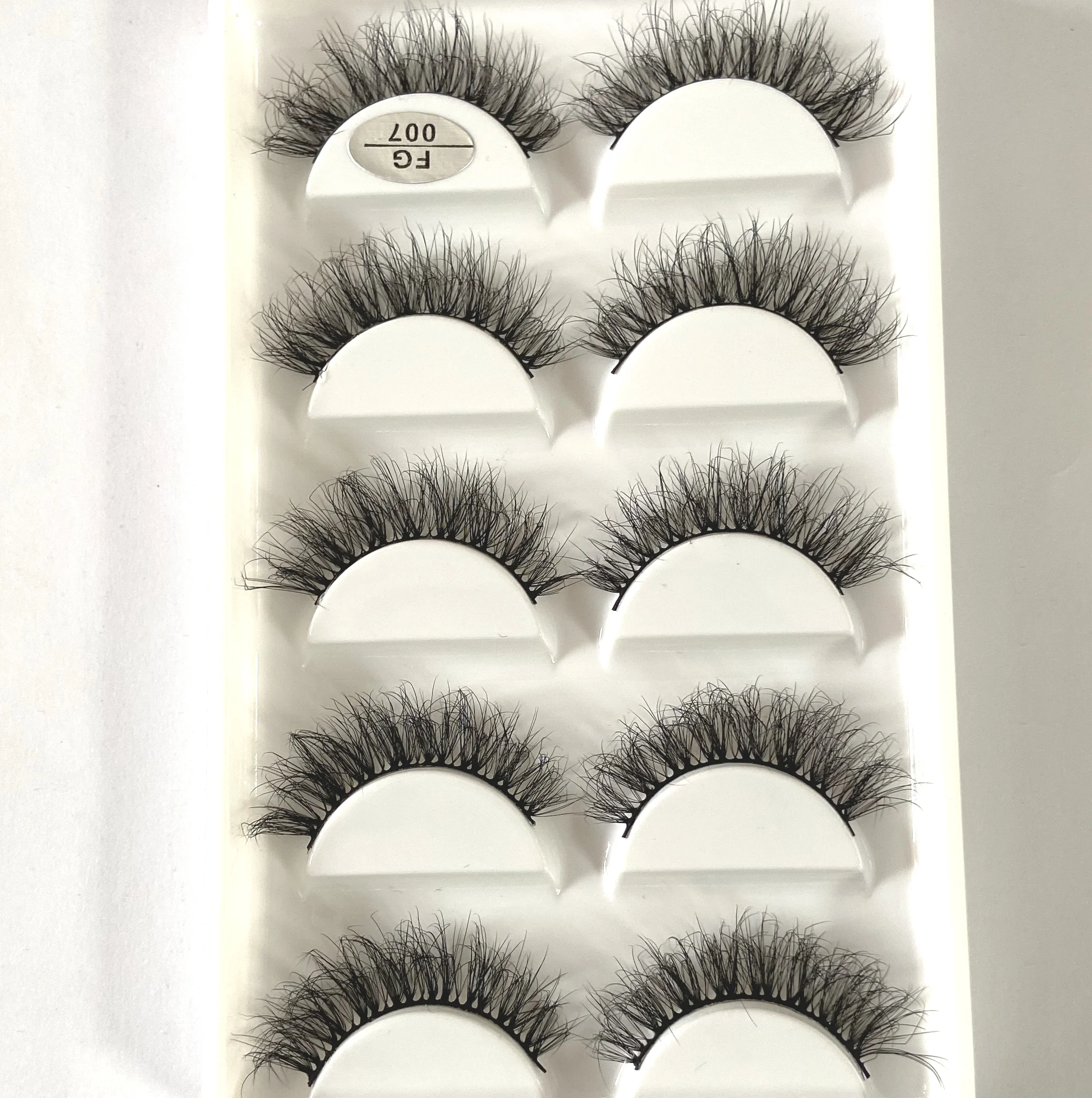 HBZGTLAD 5Pairs Handmade Mink Lashes Short False Eyelashes Dense Natural Long Messy Eye Lashes Reusable Stage Makeup Eyelashes