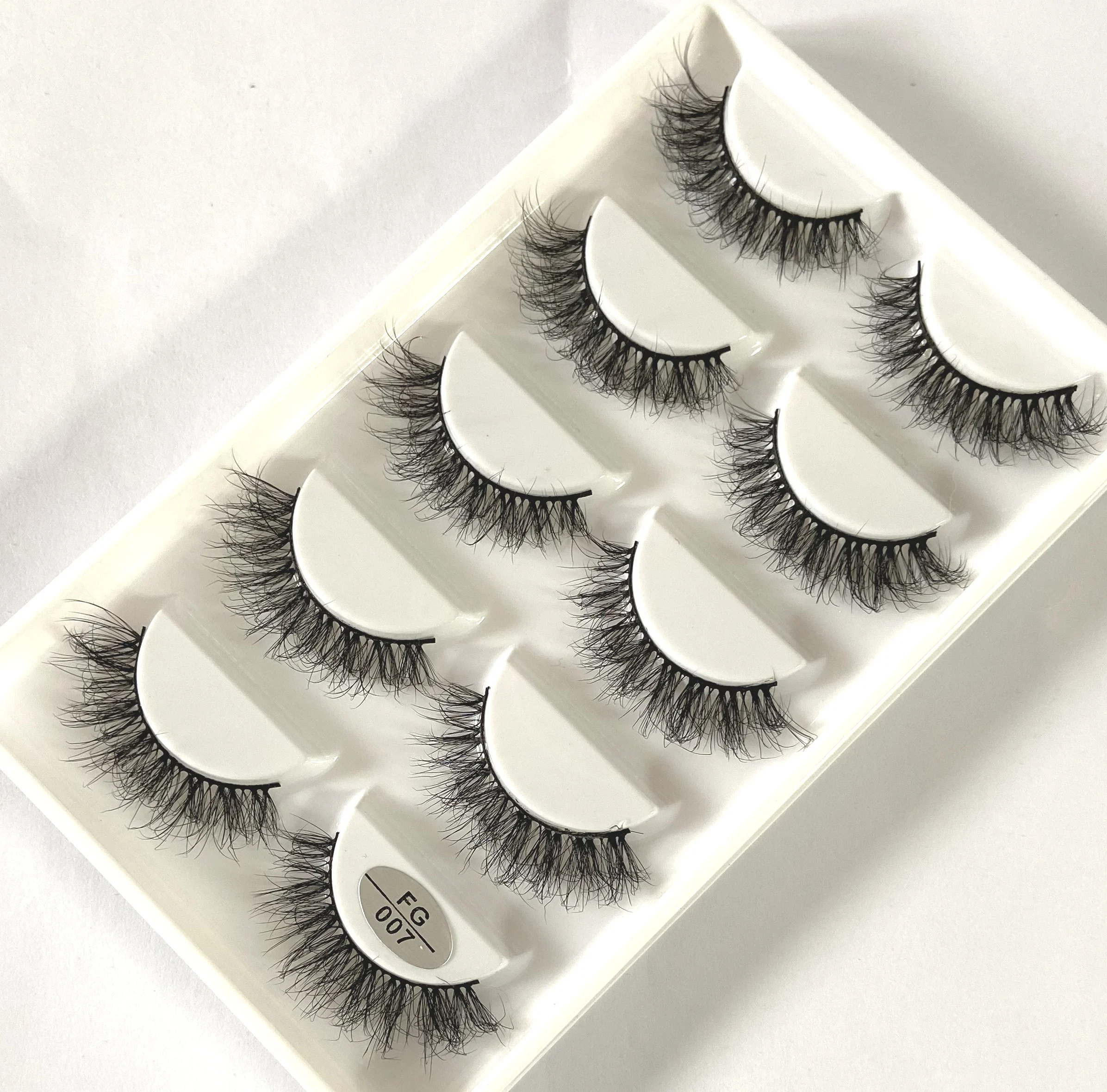 HBZGTLAD 5Pairs Handmade Mink Lashes Short False Eyelashes Dense Natural Long Messy Eye Lashes Reusable Stage Makeup Eyelashes