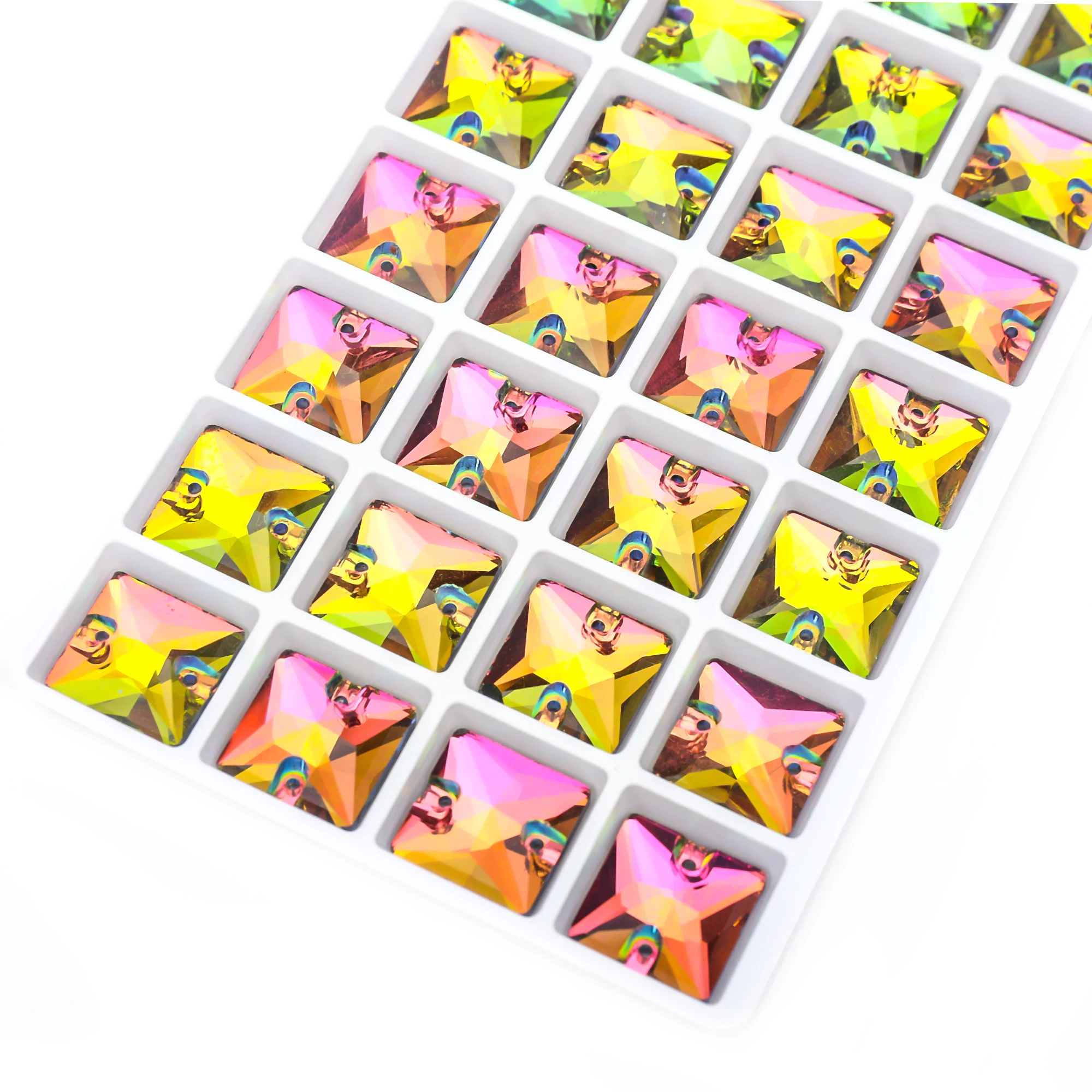 VC Sew on Rhinestone Square Shape Crystals Flatback Crystals for Clothing Shell Beads for Wedding Dresses Decoration DIY