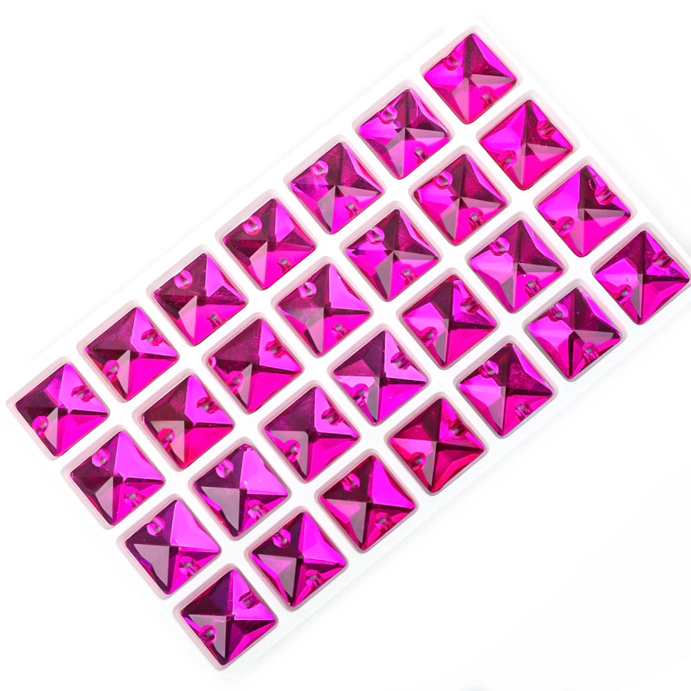 VC Sew on Rhinestone Square Shape Crystals Flatback Crystals for Clothing Shell Beads for Wedding Dresses Decoration DIY