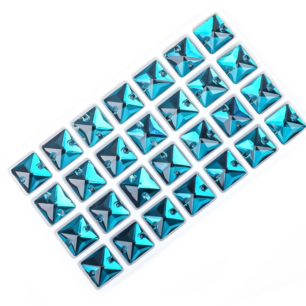 VC Sew on Rhinestone Square Shape Crystals Flatback Crystals for Clothing Shell Beads for Wedding Dresses Decoration DIY