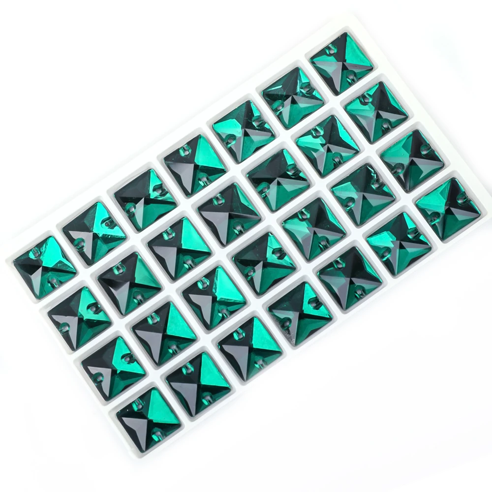 VC Sew on Rhinestone Square Shape Crystals Flatback Crystals for Clothing Shell Beads for Wedding Dresses Decoration DIY
