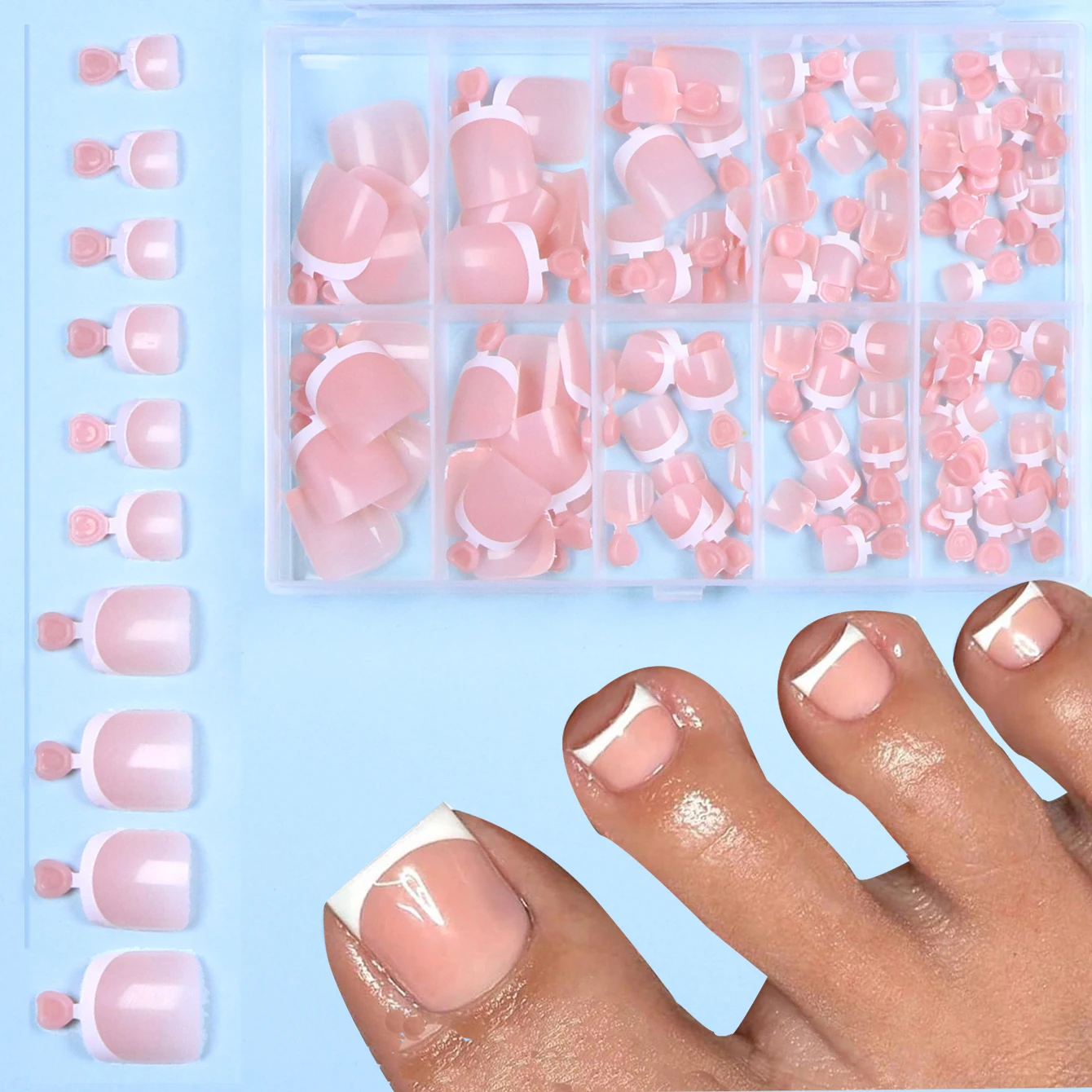 120PCS Short Square White French Simple Shiny False Nails Fashionable Wearable Nails Suitable for Daily Work, Study