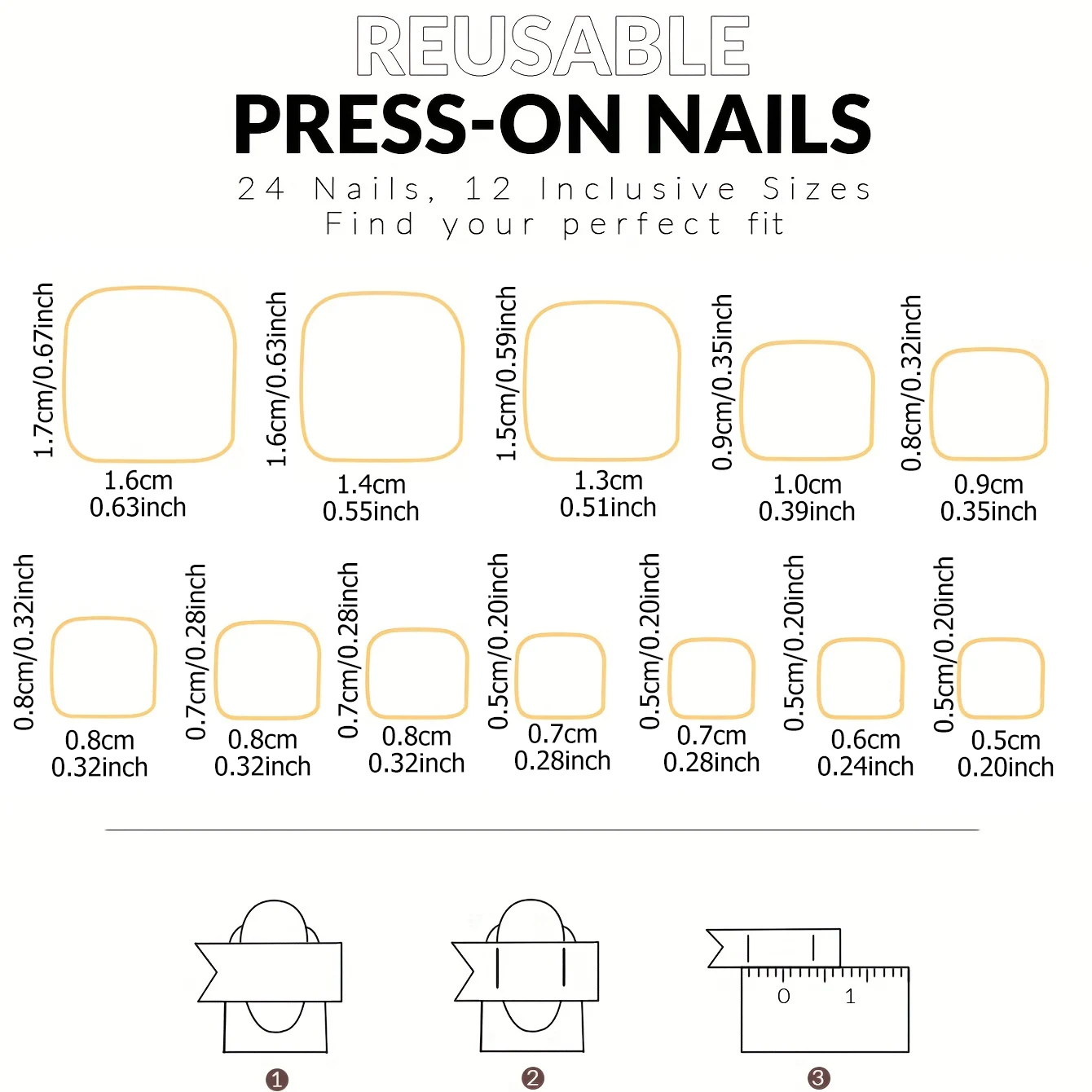 120PCS Short Square White French Simple Shiny False Nails Fashionable Wearable Nails Suitable for Daily Work, Study