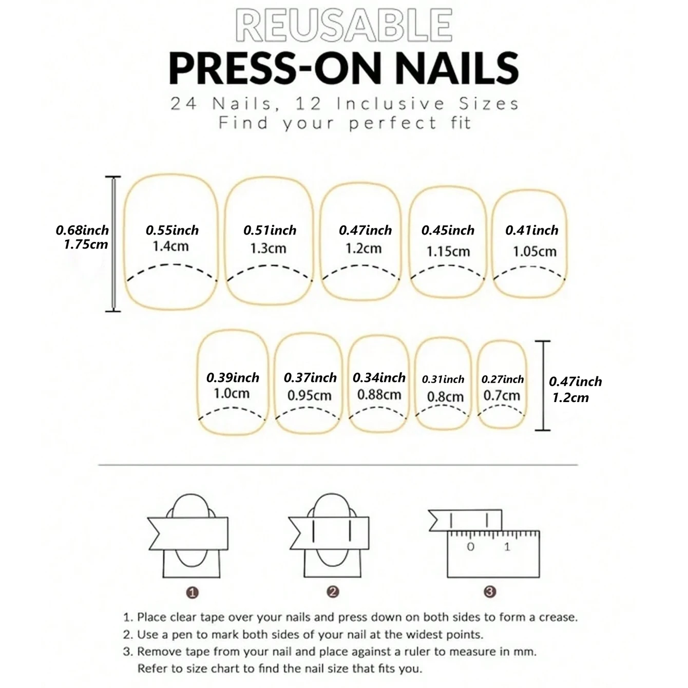 120PCS Short Square White French Simple Shiny False Nails Fashionable Wearable Nails Suitable for Daily Work, Study