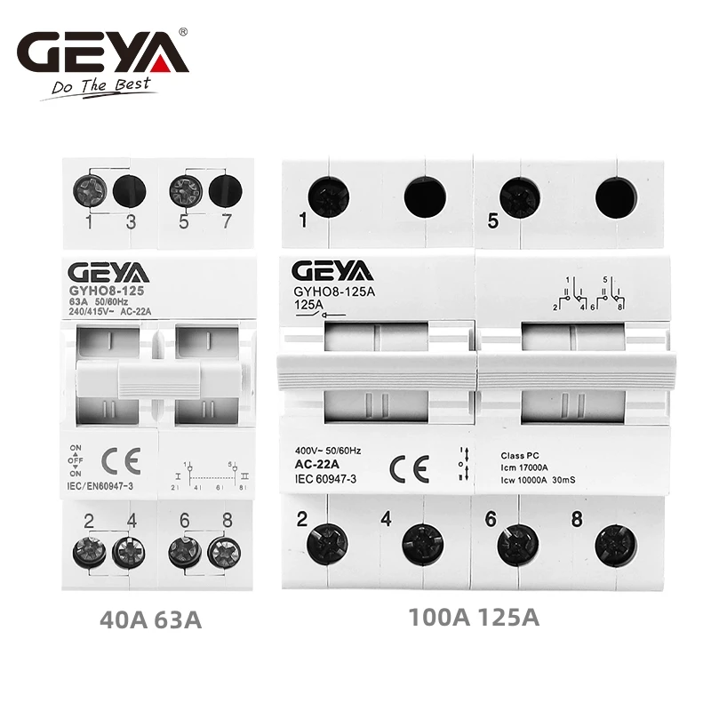 GEYA GYHO8 MTS 63A Dual Power Manual Conversion Isolating Switch Interlock Circuit Breaker AC Isotator 1P 2P 3P 4P