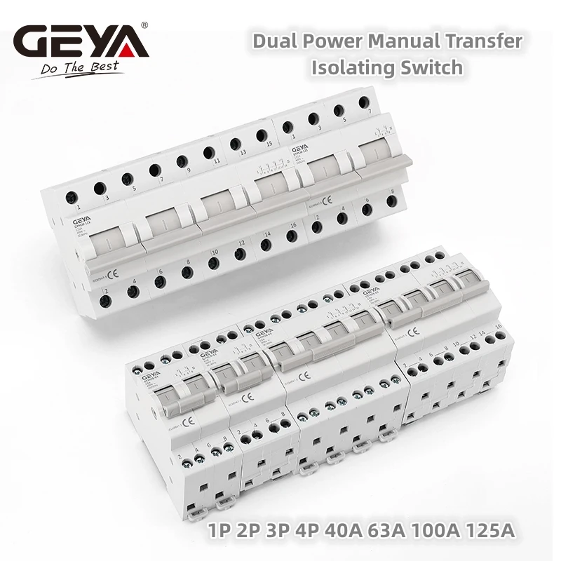 GEYA GYHO8 MTS 63A Dual Power Manual Conversion Isolating Switch Interlock Circuit Breaker AC Isotator 1P 2P 3P 4P