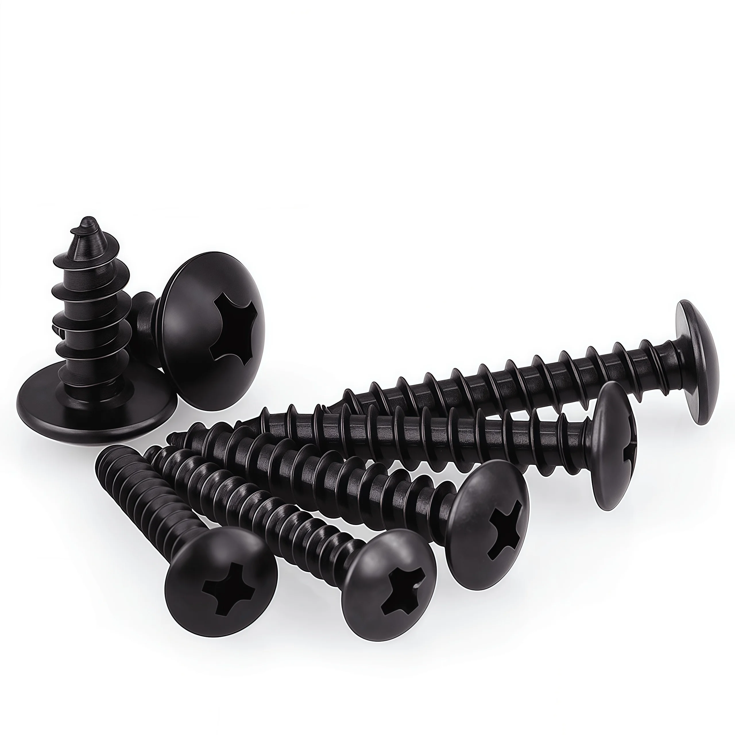 20-200pcs Black Carbon Steel Phillips Truss Head Screw M2.3 M2.6 M3 M3.5 M4 M5 M6 Cross Recessed Flat Head Self-Tapping Screws