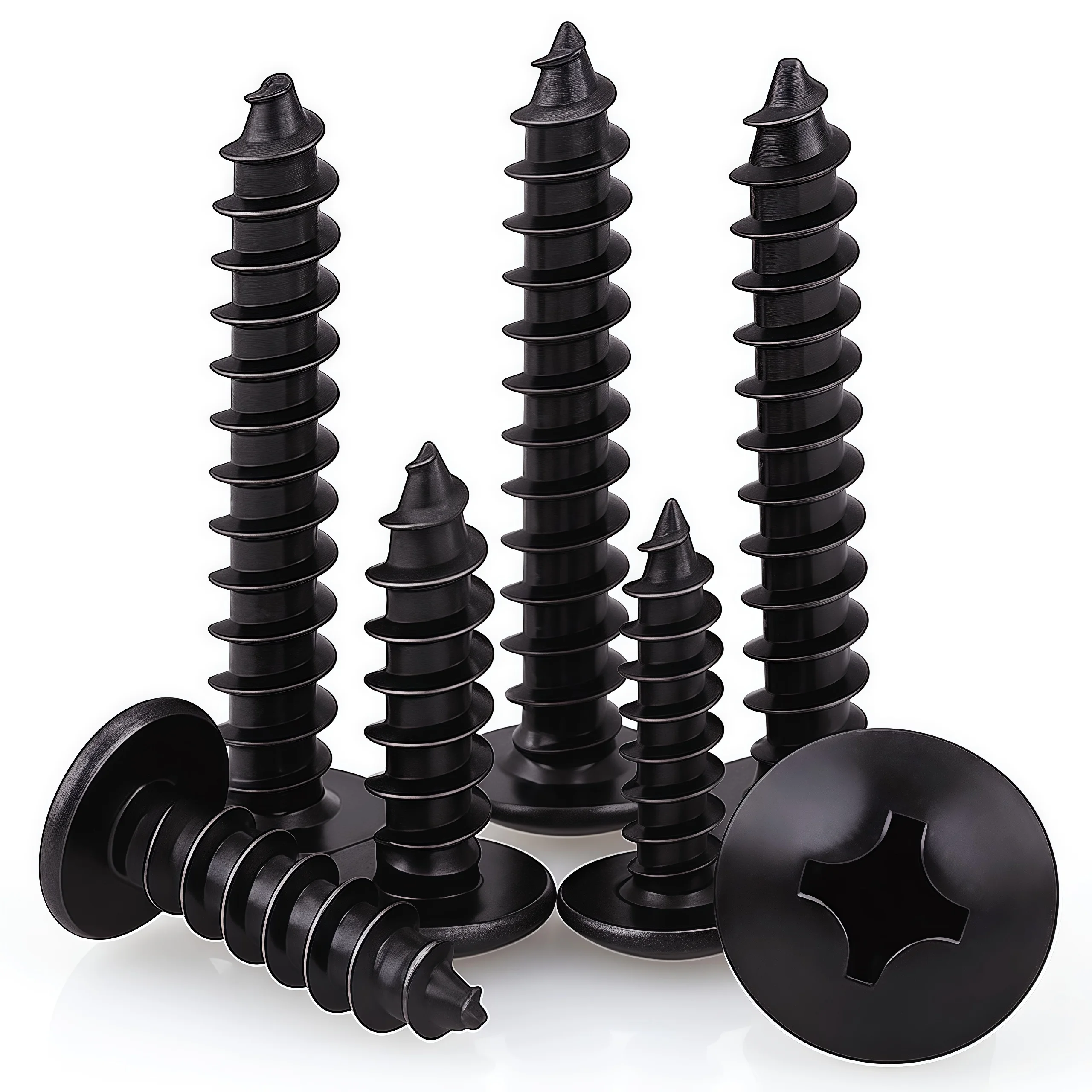 20-200pcs Black Carbon Steel Phillips Truss Head Screw M2.3 M2.6 M3 M3.5 M4 M5 M6 Cross Recessed Flat Head Self-Tapping Screws