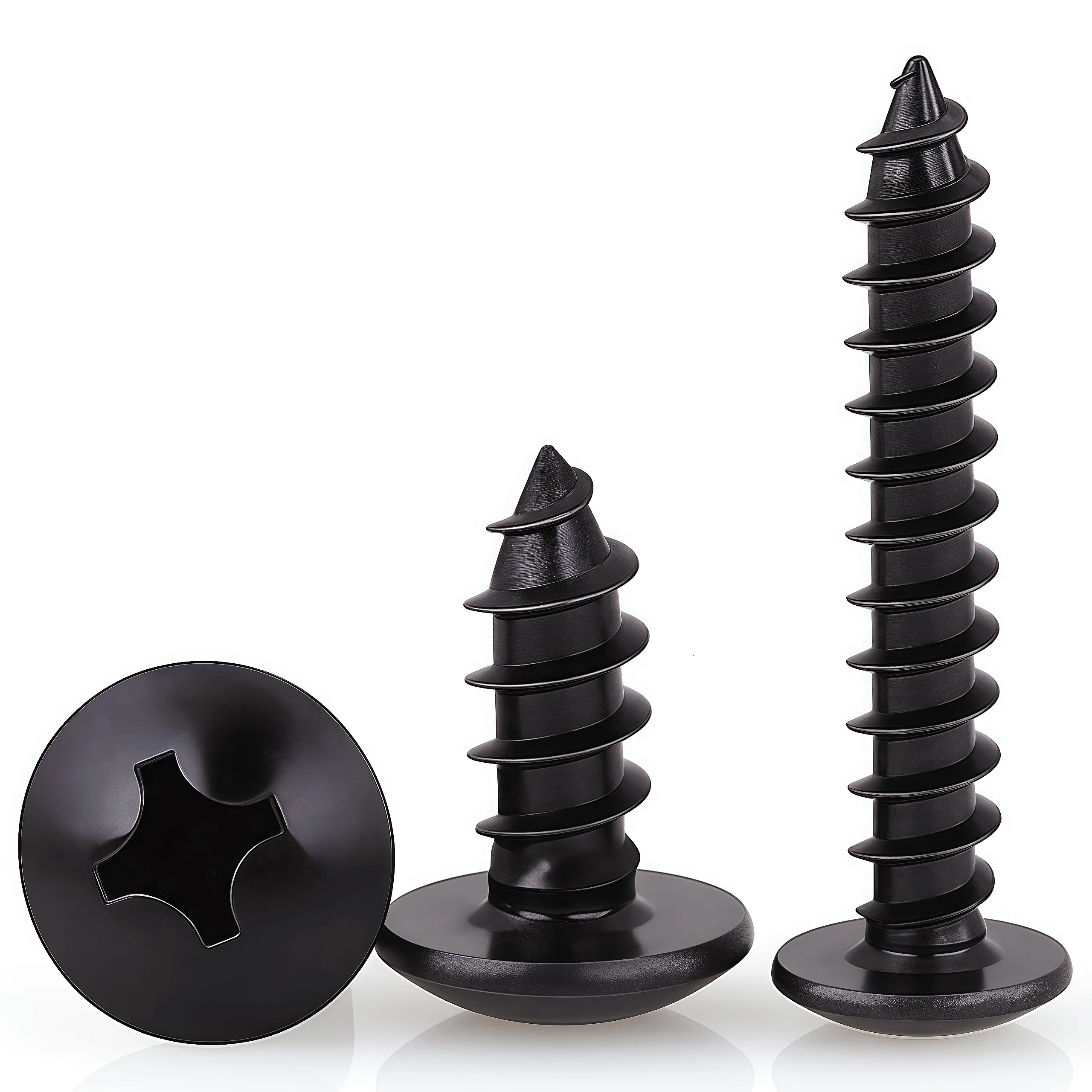 20-200pcs Black Carbon Steel Phillips Truss Head Screw M2.3 M2.6 M3 M3.5 M4 M5 M6 Cross Recessed Flat Head Self-Tapping Screws