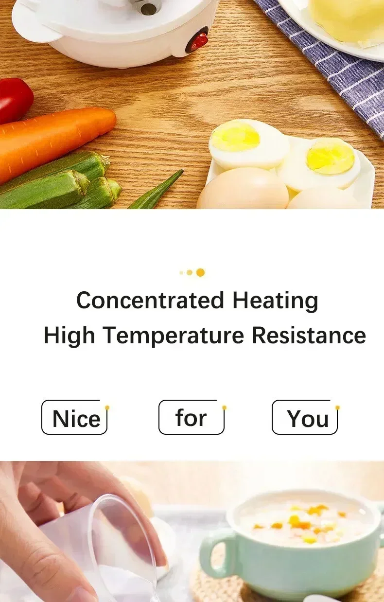 Multifunctional Electric Egg Cooker Steamer - Double Layer for Boil, Poach, Steam Eggs & Veggies, Compact Breakfast Appliance