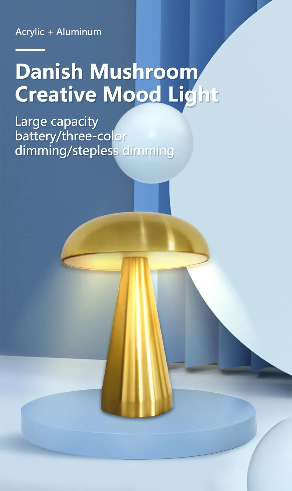 Retro LED Night Ligh Mushroom Touch Sensor Desk Lamp 3 Color Dimming Desktop Night Light Rechargeable Reading Lamp Desktop Decor