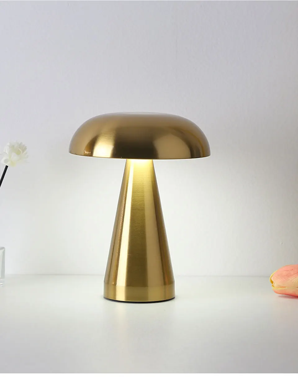 Retro LED Night Ligh Mushroom Touch Sensor Desk Lamp 3 Color Dimming Desktop Night Light Rechargeable Reading Lamp Desktop Decor