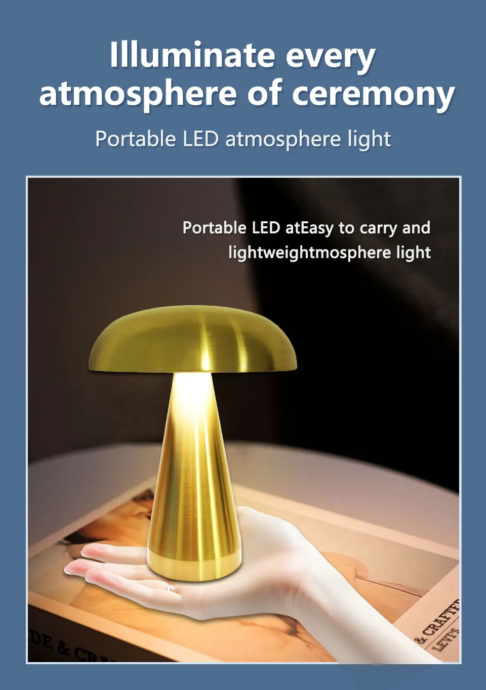Retro LED Night Ligh Mushroom Touch Sensor Desk Lamp 3 Color Dimming Desktop Night Light Rechargeable Reading Lamp Desktop Decor