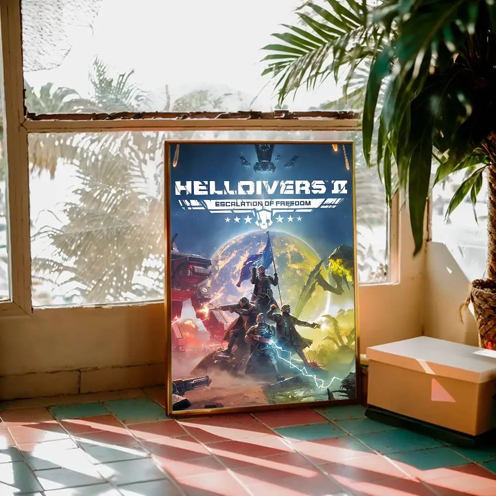 Game H-Helldivers Vintage Posters Sticky Vintage Room Home Bar Cafe Decor Kawaii Room Decor