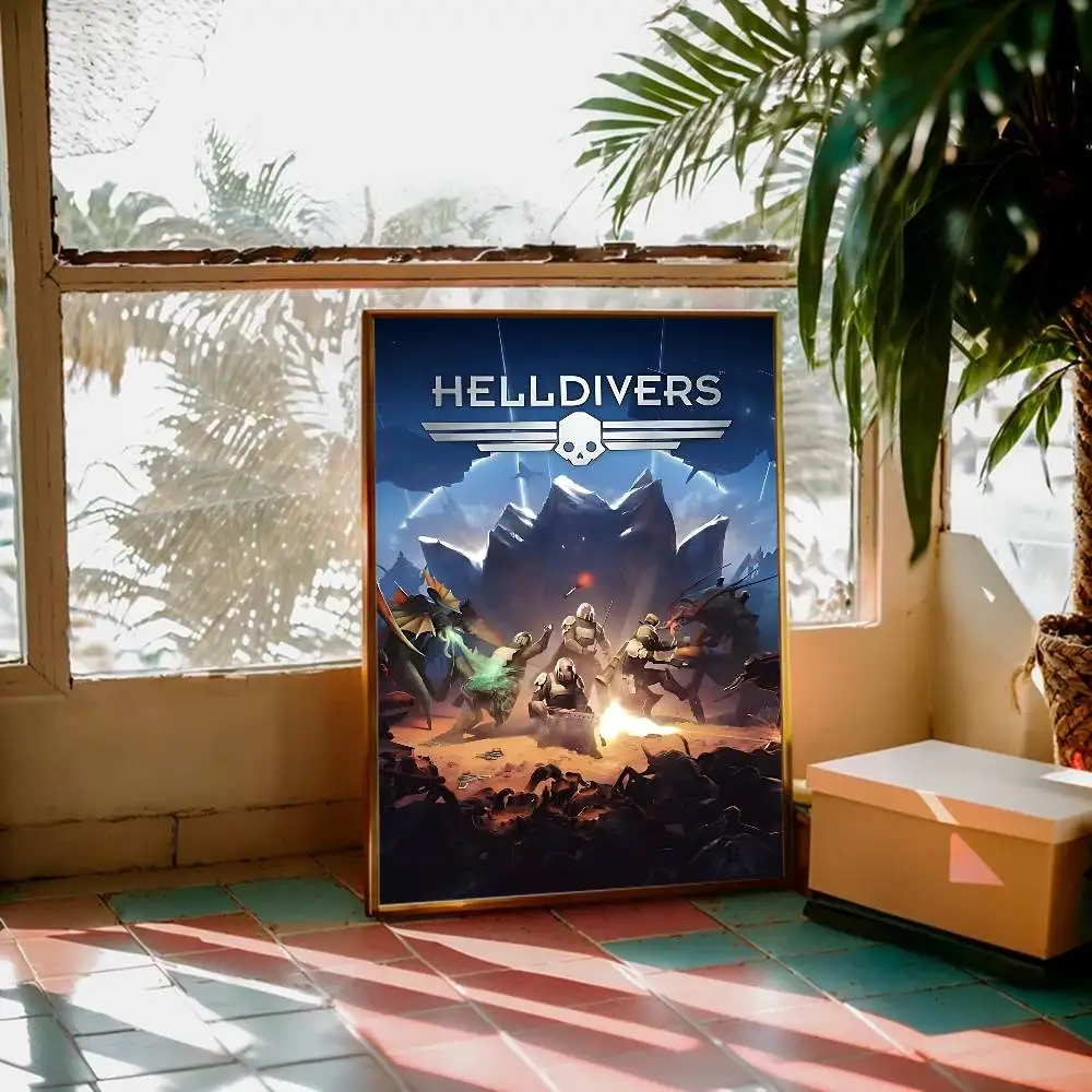 Game H-Helldivers Vintage Posters Sticky Vintage Room Home Bar Cafe Decor Kawaii Room Decor