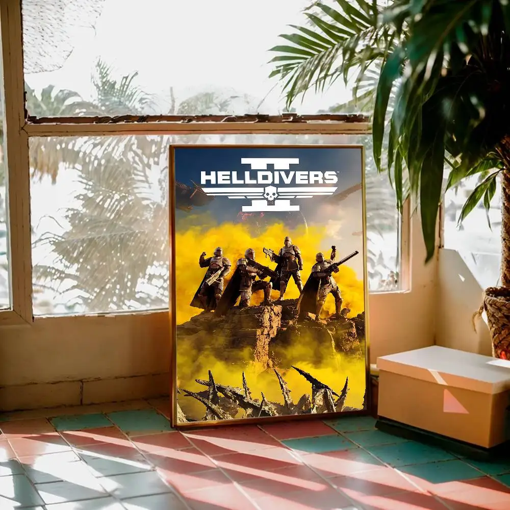 Game H-Helldivers Vintage Posters Sticky Vintage Room Home Bar Cafe Decor Kawaii Room Decor