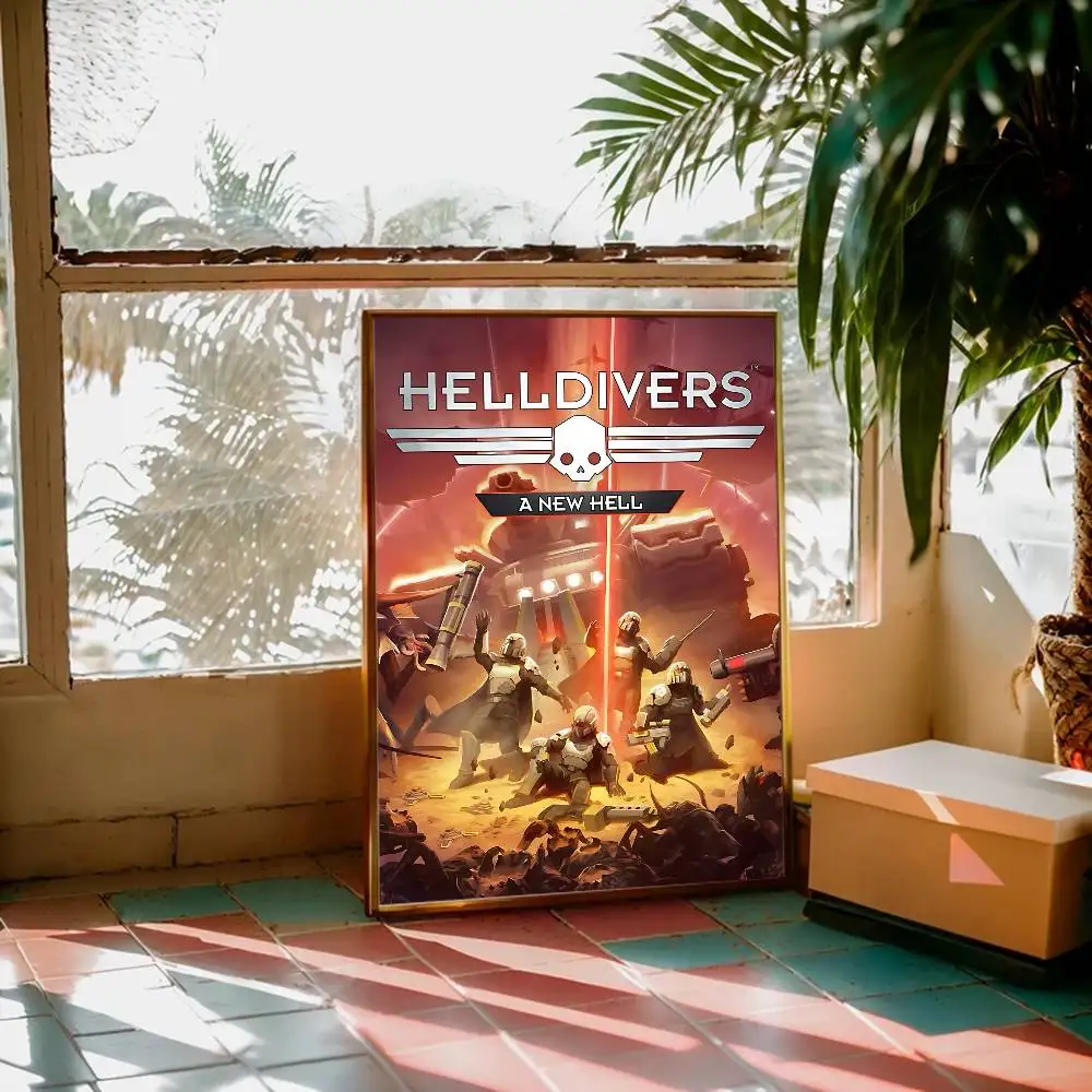 Game H-Helldivers Vintage Posters Sticky Vintage Room Home Bar Cafe Decor Kawaii Room Decor
