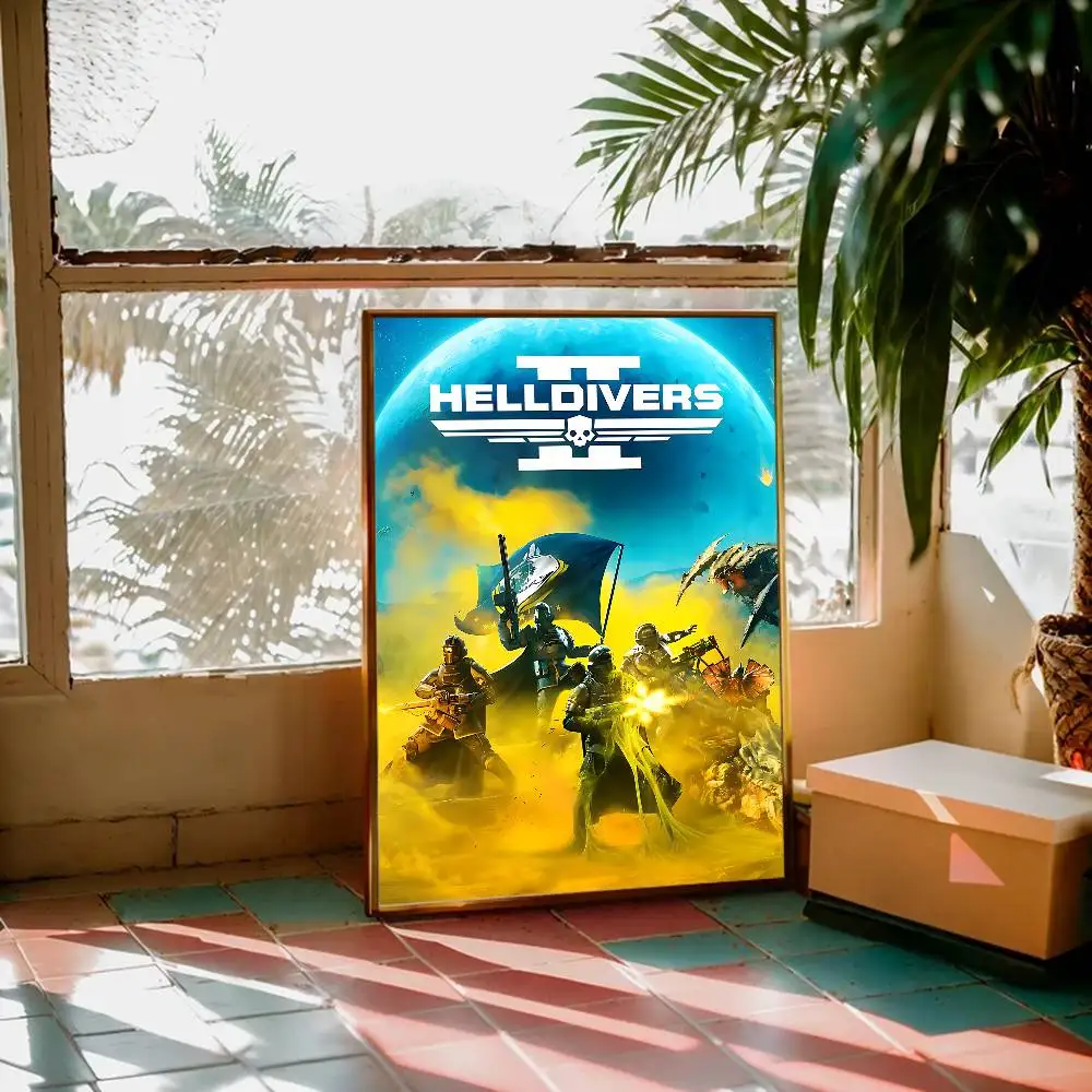 Game H-Helldivers Vintage Posters Sticky Vintage Room Home Bar Cafe Decor Kawaii Room Decor