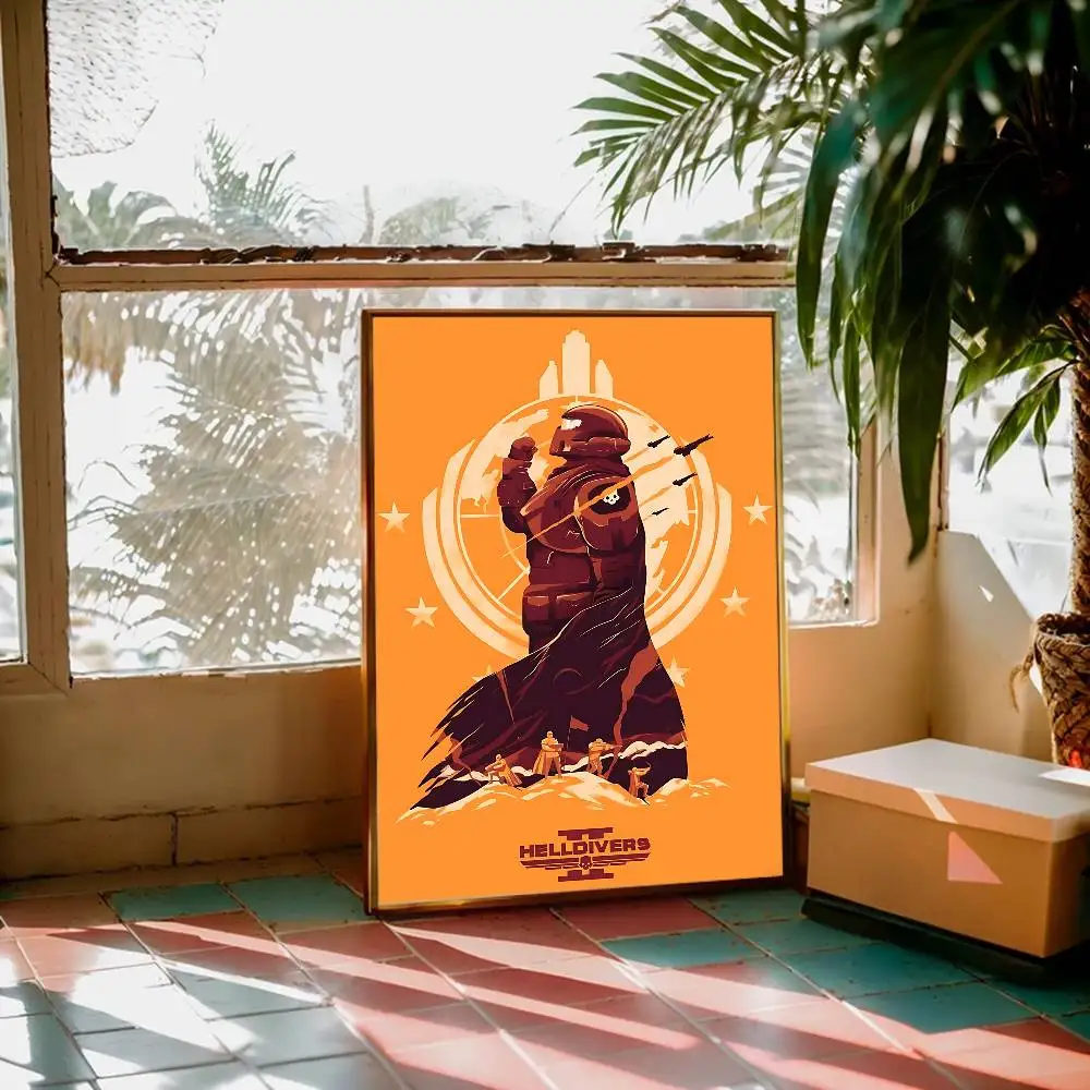 Game H-Helldivers Vintage Posters Sticky Vintage Room Home Bar Cafe Decor Kawaii Room Decor