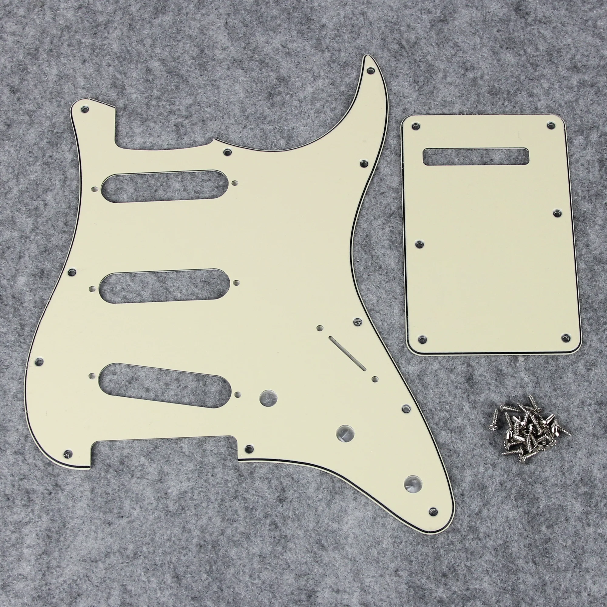 FLEOR Set of SSS Pickguard ST FD Guitar Scratch Plate 11 Holes & Back Plate & Pickguard Screws For USA / Mexico Electric Guitar