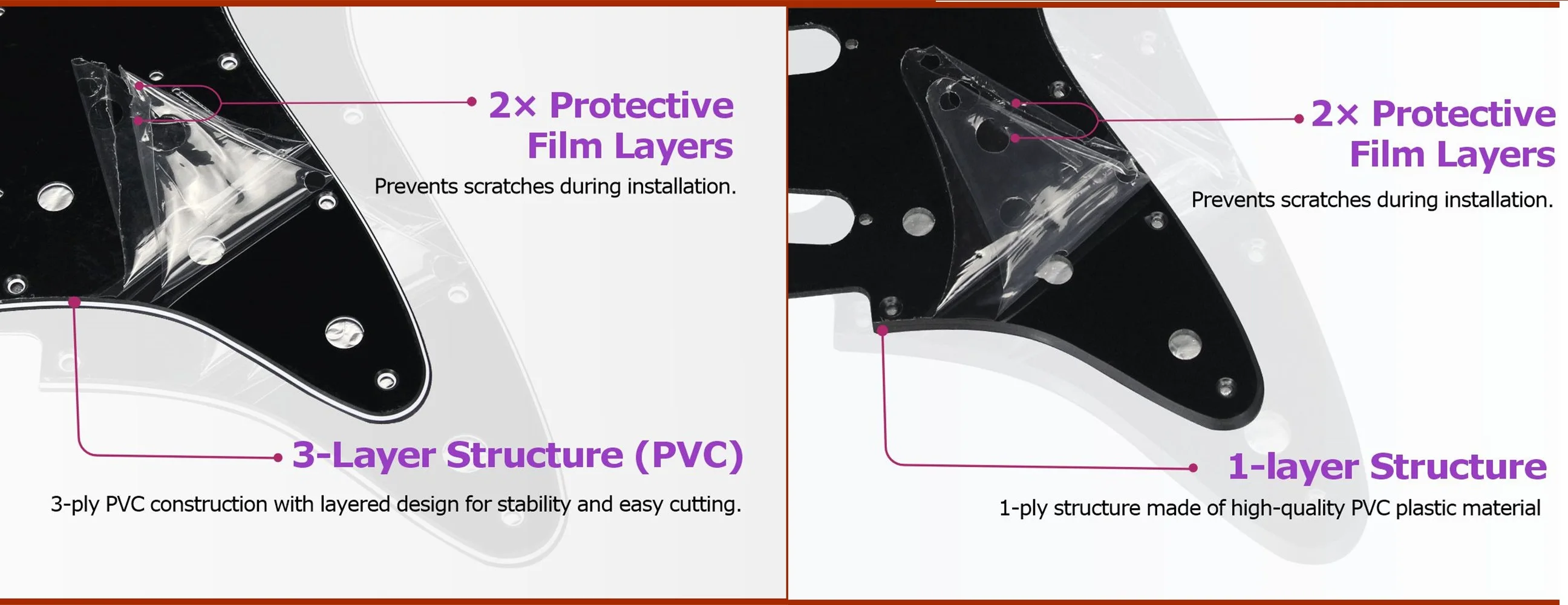 FLEOR Set of SSS Pickguard ST FD Guitar Scratch Plate 11 Holes & Back Plate & Pickguard Screws For USA / Mexico Electric Guitar