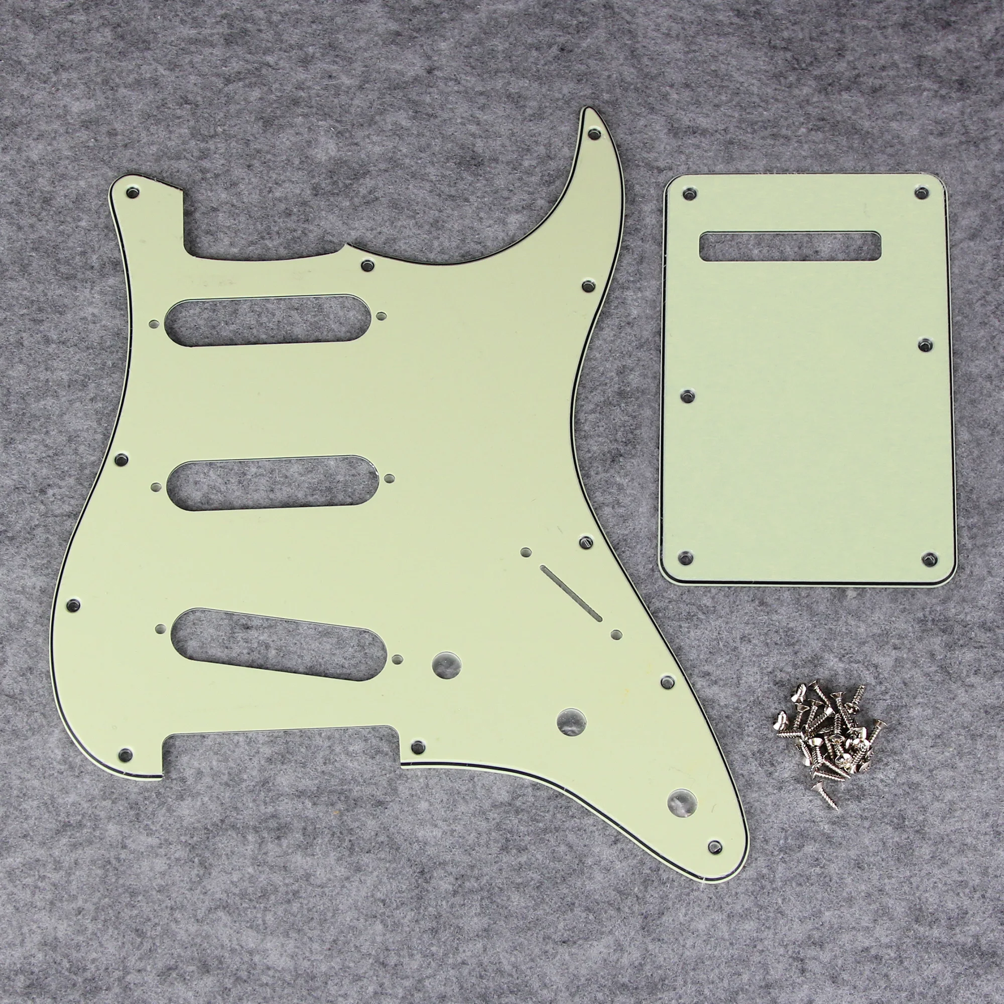 FLEOR Set of SSS Pickguard ST FD Guitar Scratch Plate 11 Holes & Back Plate & Pickguard Screws For USA / Mexico Electric Guitar