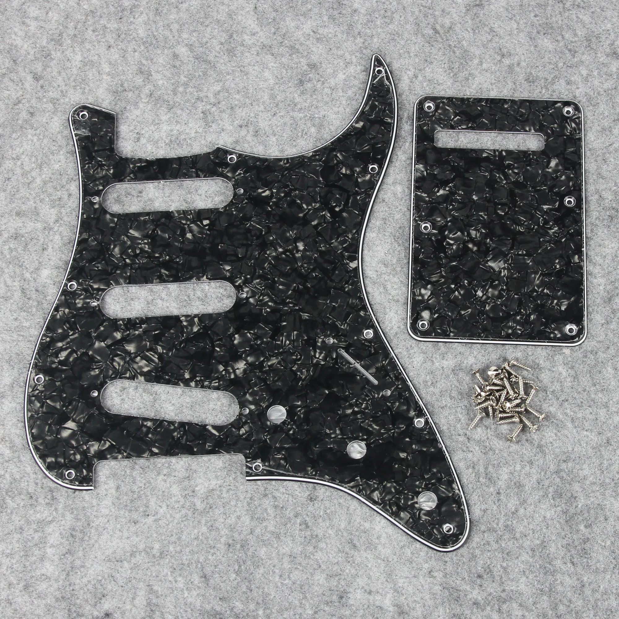 FLEOR Set of SSS Pickguard ST FD Guitar Scratch Plate 11 Holes & Back Plate & Pickguard Screws For USA / Mexico Electric Guitar