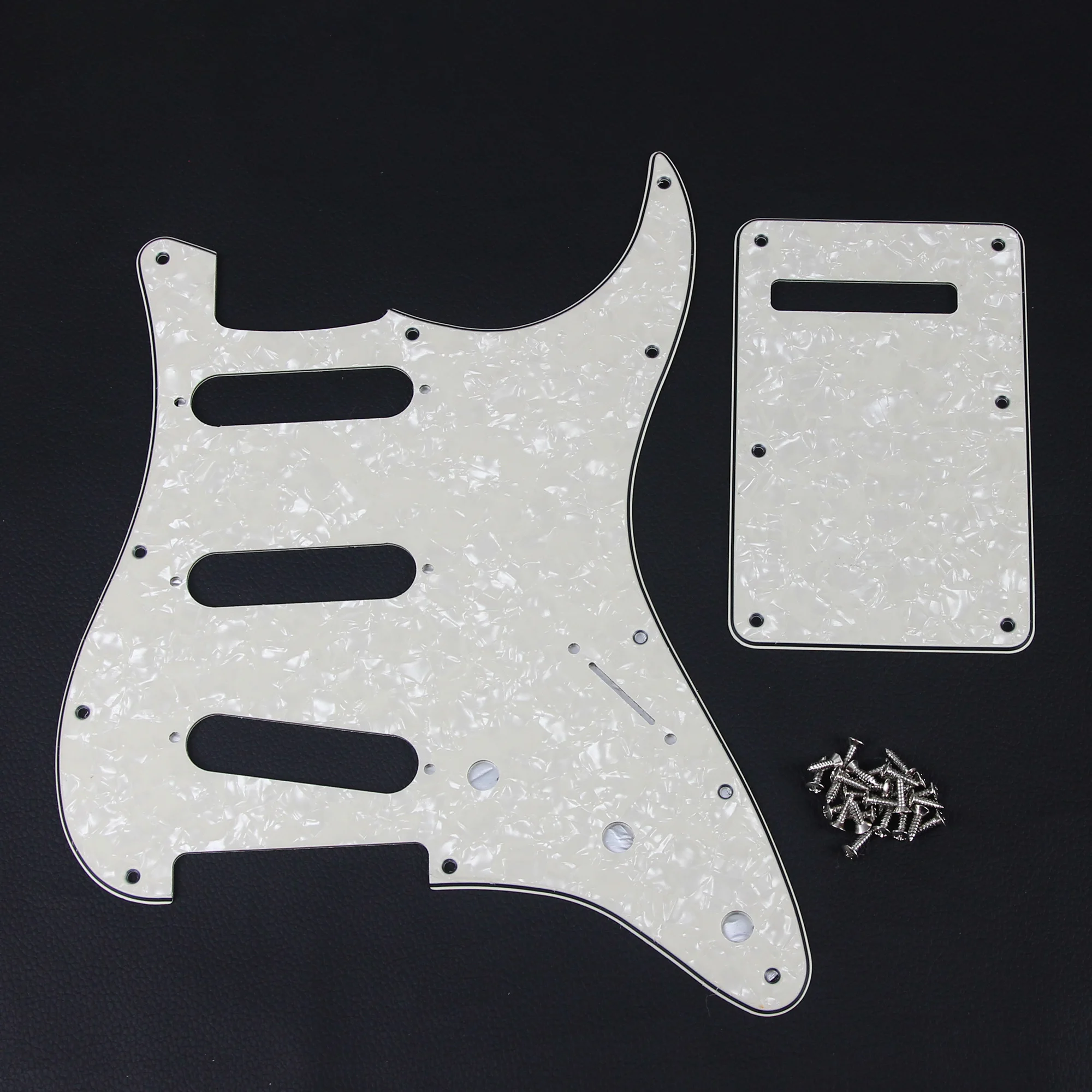 FLEOR Set of SSS Pickguard ST FD Guitar Scratch Plate 11 Holes & Back Plate & Pickguard Screws For USA / Mexico Electric Guitar