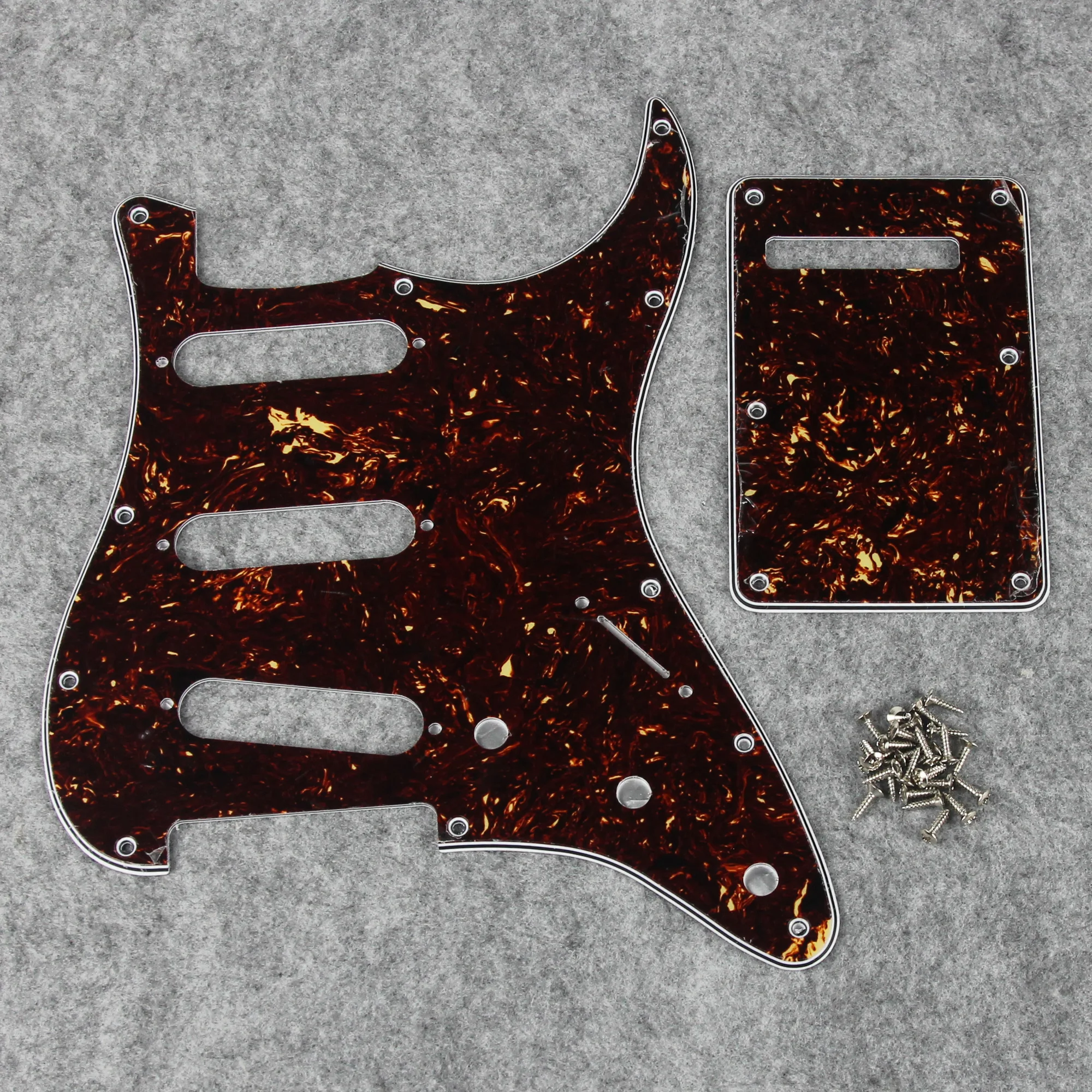FLEOR Set of SSS Pickguard ST FD Guitar Scratch Plate 11 Holes & Back Plate & Pickguard Screws For USA / Mexico Electric Guitar