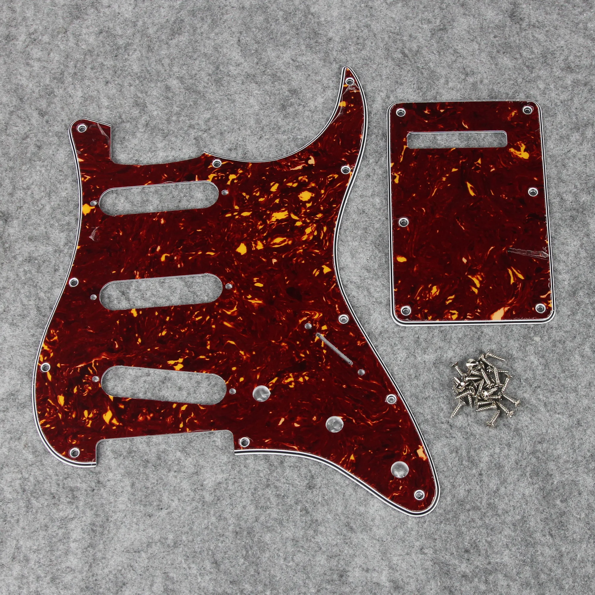FLEOR Set of SSS Pickguard ST FD Guitar Scratch Plate 11 Holes & Back Plate & Pickguard Screws For USA / Mexico Electric Guitar