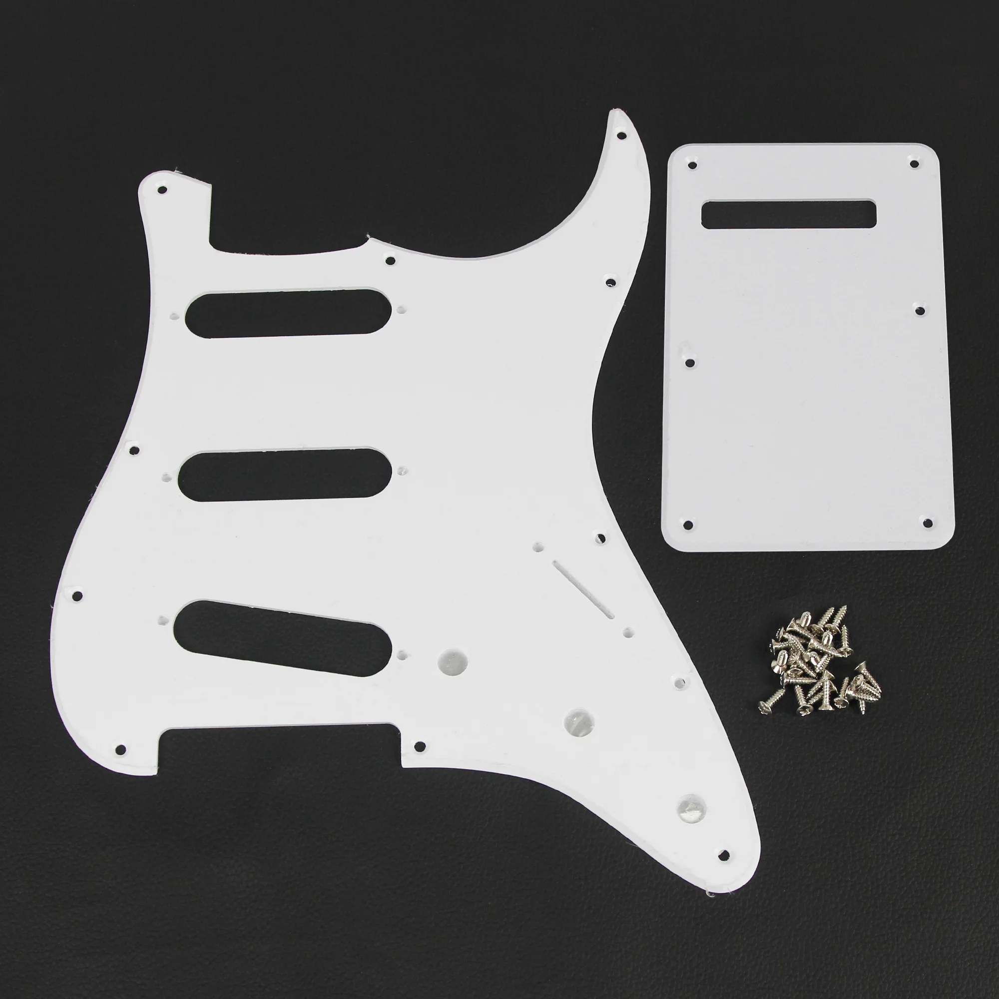 FLEOR Set of SSS Pickguard ST FD Guitar Scratch Plate 11 Holes & Back Plate & Pickguard Screws For USA / Mexico Electric Guitar