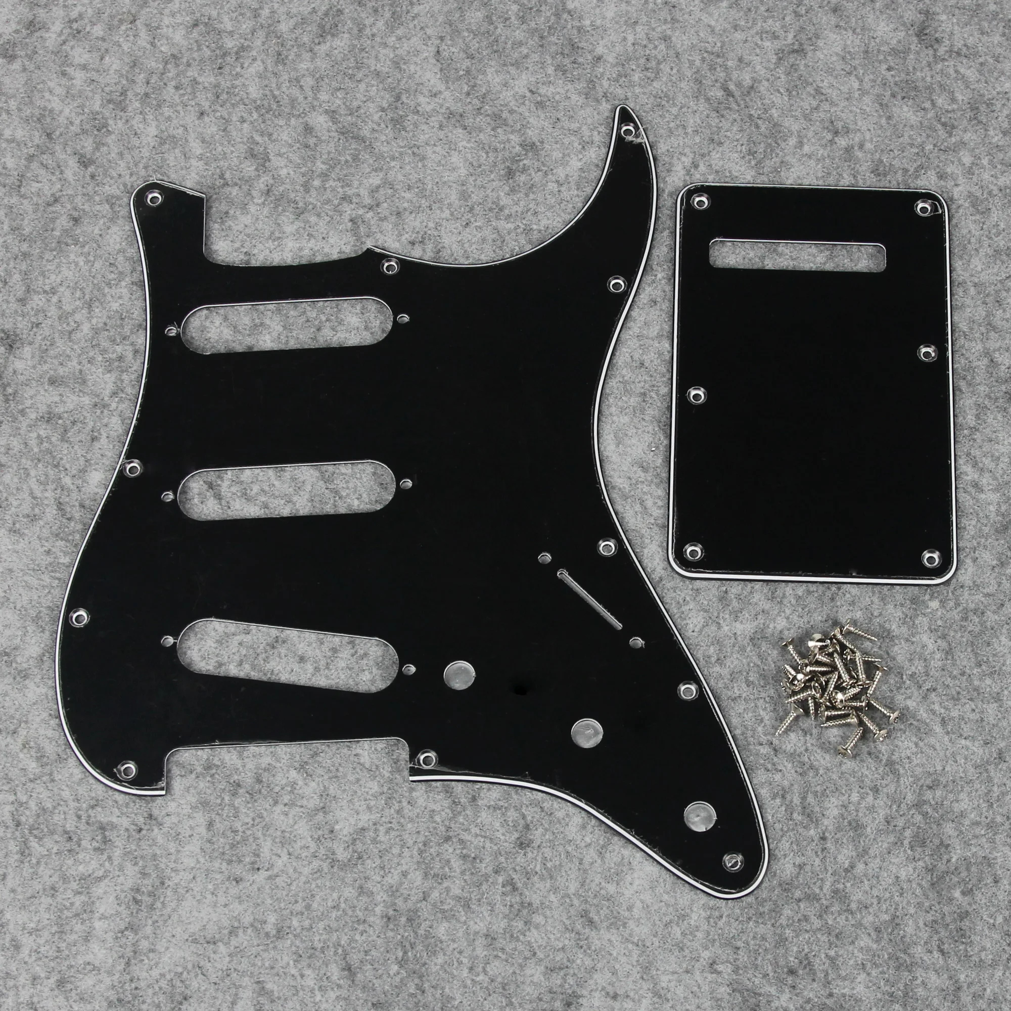 FLEOR Set of SSS Pickguard ST FD Guitar Scratch Plate 11 Holes & Back Plate & Pickguard Screws For USA / Mexico Electric Guitar