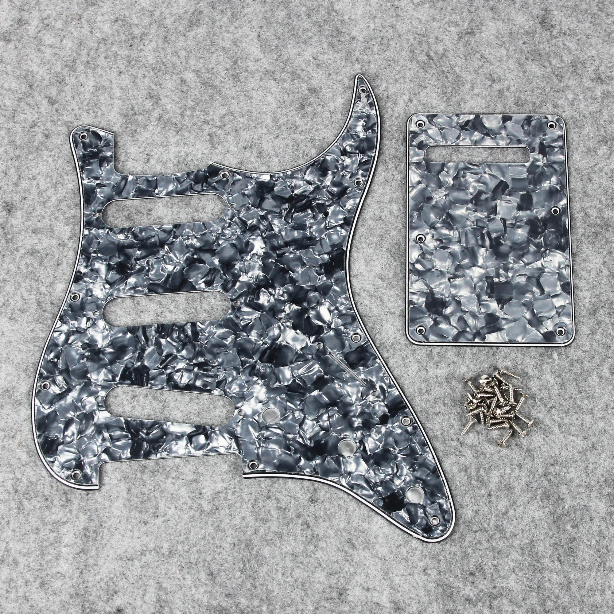 FLEOR Set of SSS Pickguard ST FD Guitar Scratch Plate 11 Holes & Back Plate & Pickguard Screws For USA / Mexico Electric Guitar